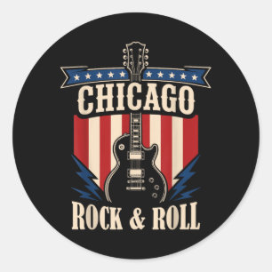 Chicago Rock And Roll Music City Graphic Classic Round Sticker