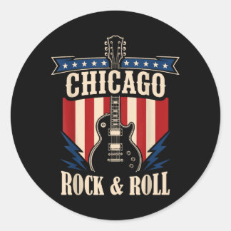 Chicago Rock And Roll Music City Graphic Classic Round Sticker