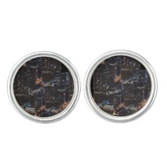 Chicago Round Cufflinks, Silver Plated Cufflinks
