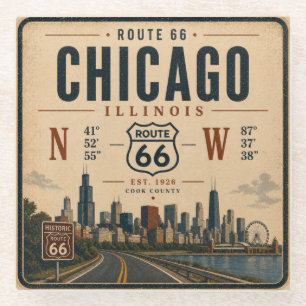 Chicago Route 66 Bar Coaster Art