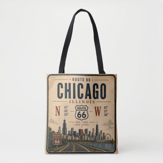 Chicago Route 66 Coordinates Market  Tote Bag (Front)