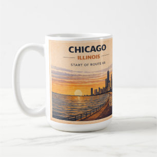 Chicago Route 66 Sunrise Skyline Coffee Vibe Mug