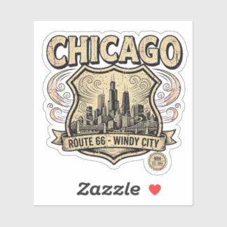 Chicago Route 66 Windy City Vintage Sticker