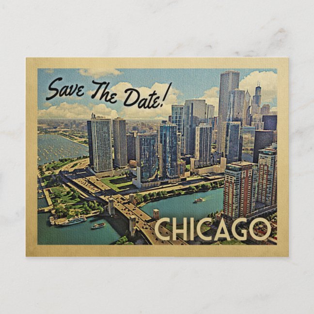 Chicago Save The Date Postcards Vintage Announcements Nifty Printables