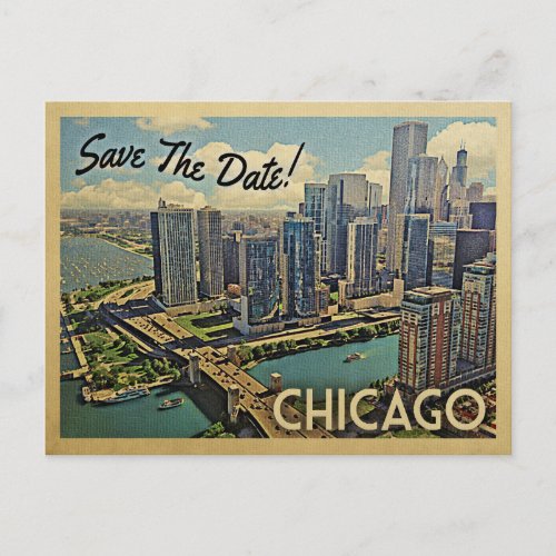 Chicago Save The Date Illinois Announcement Postcard