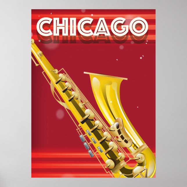 Chicago Saxophone travel poster print (Front)