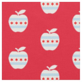Chicago School Teachers Apple Flag Red For Ed Fabric by clonecire at Zazzle