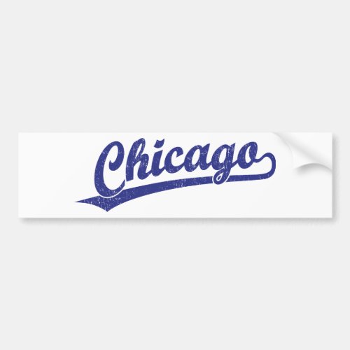 Chicago script logo in blue bumper sticker