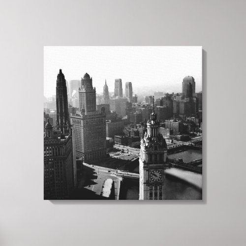 Chicago Skyline1930s from Above view Photograph Canvas Print