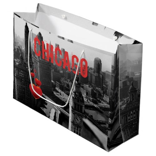 Chicago Skyline1930s from Above view Photograph Large Gift Bag
