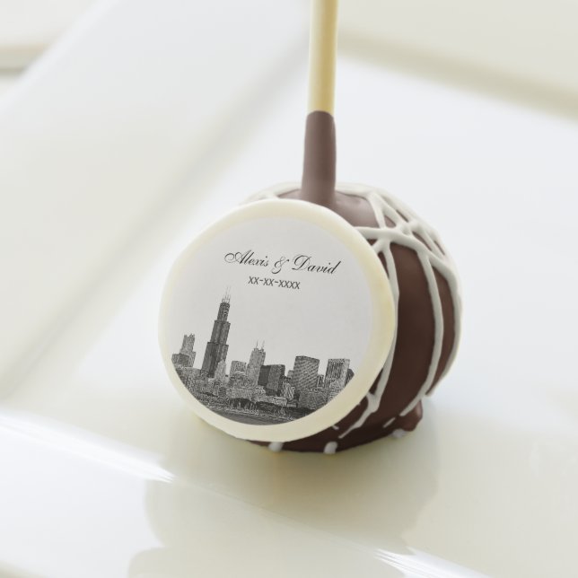 Chicago Skyline #2 Etched Cake Pops (Front Insitu)
