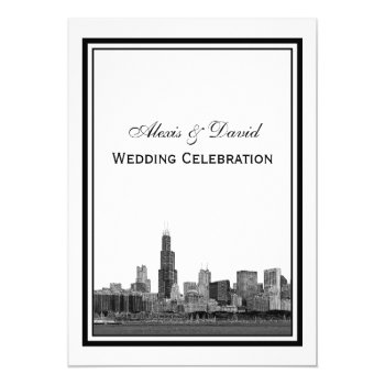 Chicago Skyline #2 Etched Framed V Wedding Invitation by NYCisMyMuse at Zazzle