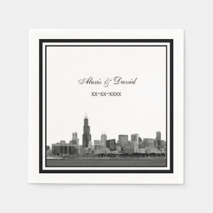 Chicago Skyline #2 Etched Framed Wedding Napkins