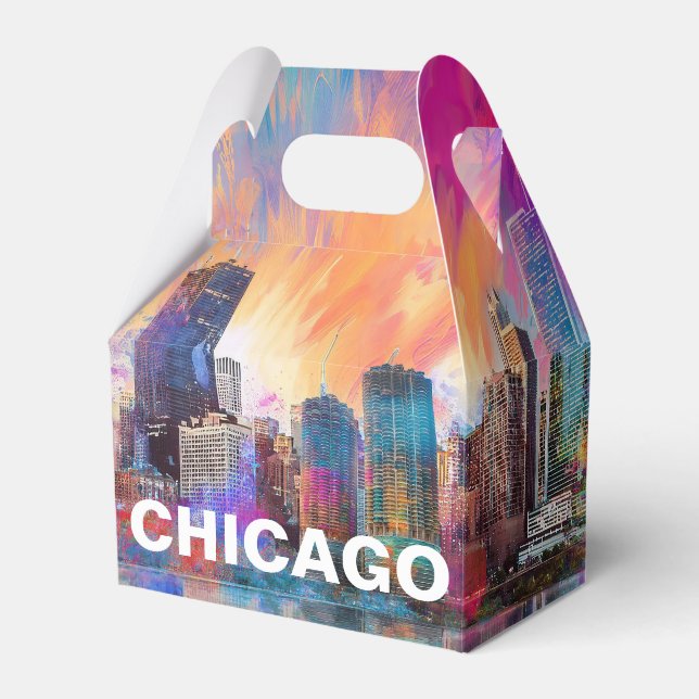 Chicago Skyline Abstract Art Favor Boxes (Front Side)