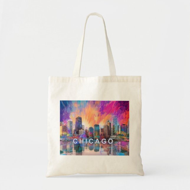 Chicago Skyline Abstract Art Tote Bag (Front)