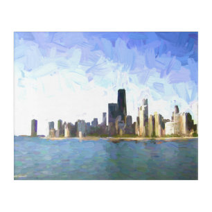 Chicago Skyline Abstraction Impressionistic Acrylic Print