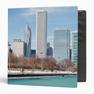 Chicago skyline across frozen Lake Michigan 3 Ring Binder