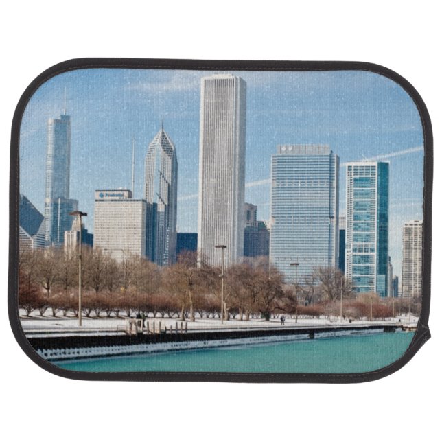 Chicago skyline across frozen Lake Michigan Car Mat (Rear)