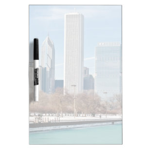 Chicago skyline across frozen Lake Michigan Dry-Erase Board