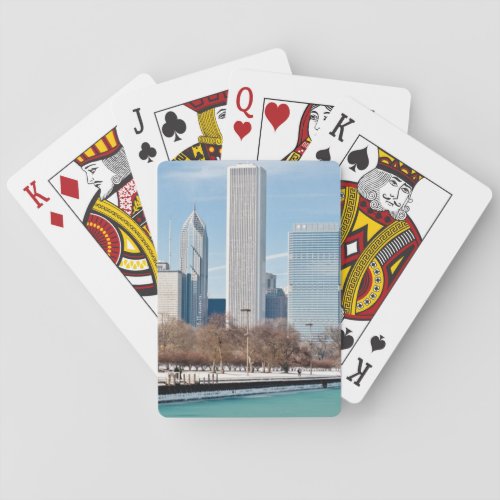 Chicago skyline across frozen Lake Michigan Playing Cards