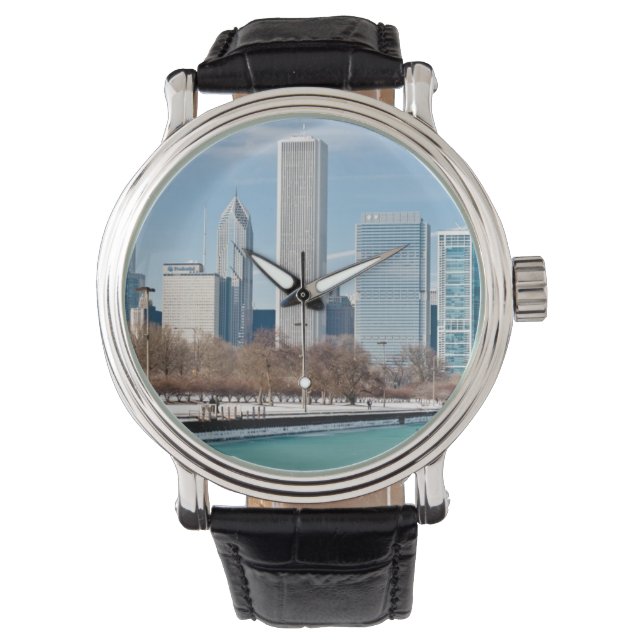 Chicago skyline across frozen Lake Michigan Watch (Front)