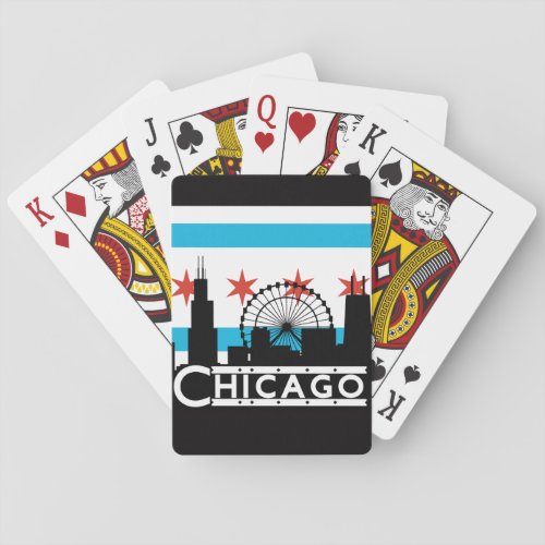 Chicago Skyline and Flag Playing Cards