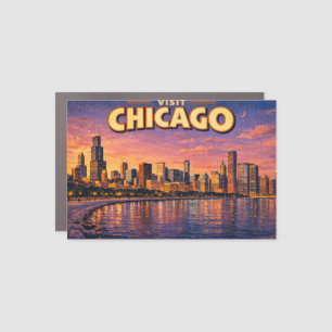 Chicago skyline and Lake Michigan in the evening Car Magnet