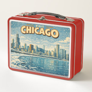 Chicago skyline and Lake Michigan in winter Metal Lunch Box