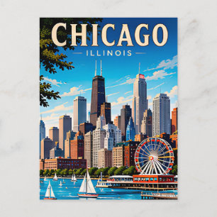 Chicago Skyline and Lake Michigan Postcard