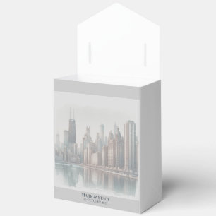 Chicago Skyline Architecture Watercolor Wedding Favor Boxes