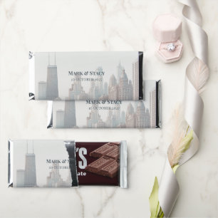 Chicago Skyline Architecture Watercolor Wedding Hershey Bar Favors