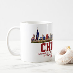 Chicago Skyline. Area Names and Coordinates Coffee Mug