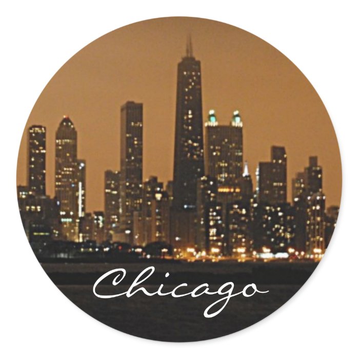 Chicago Skyline at night at John Hancock Center Sticker