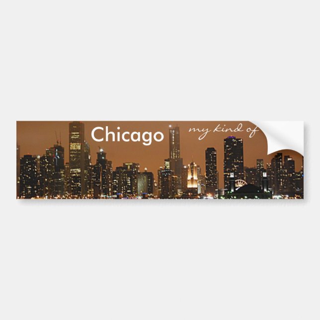 Chicago Skyline at night at Navy Pier Bumper Sticker (Front)