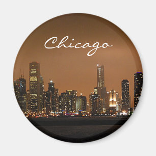 Chicago Skyline at night at Navy Pier Magnet