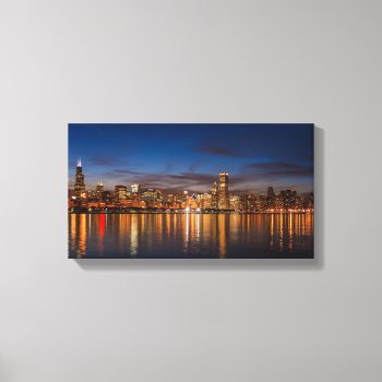 Chicago Skyline At Night Canvas Print by iconicchicago at Zazzle