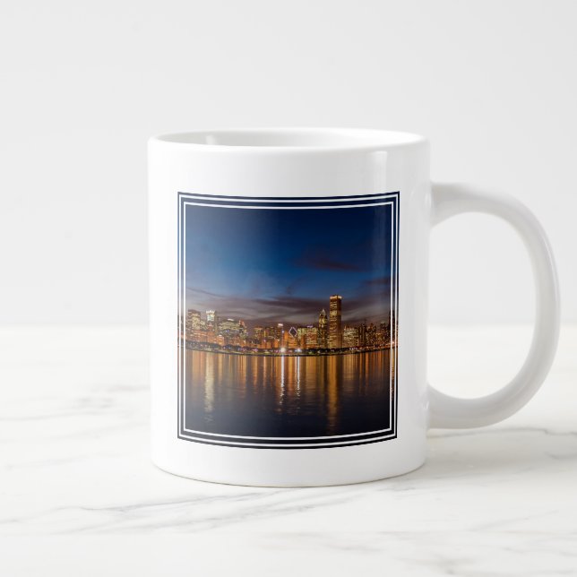 Chicago Skyline At Night Giant Coffee Mug (Right)