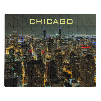 Chicago Skyline at Night Jigsaw Puzzle