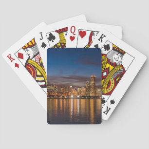 Chicago Skyline At Night Poker Cards