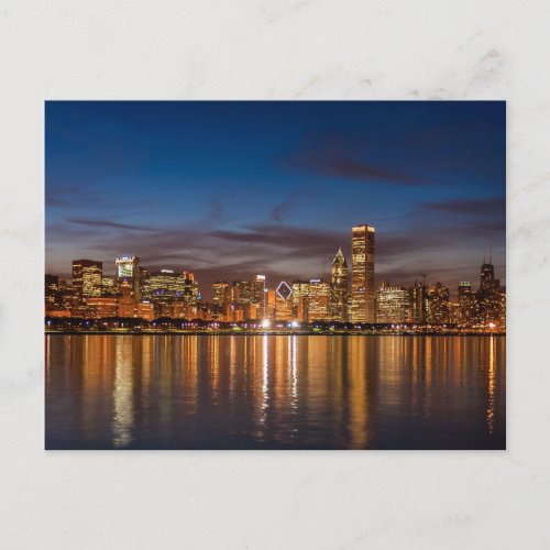 Chicago Skyline At Night Postcard