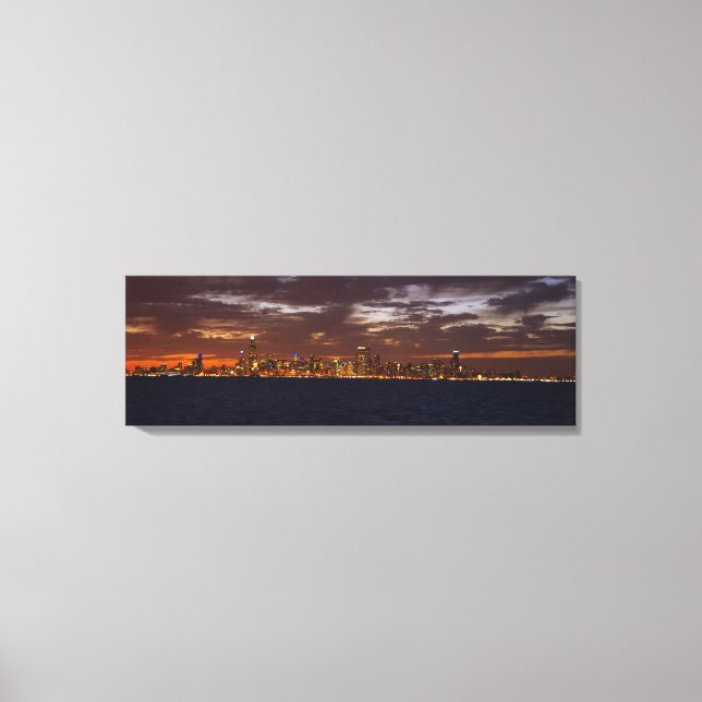 Chicago Skyline at Panorama sunset canavas print (Front)