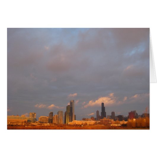 Chicago Skyline at Sunrise Cards (Front Horizontal)