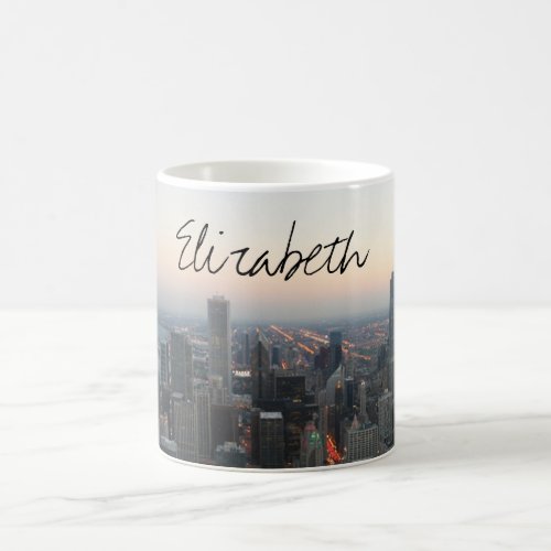 Chicago Skyline at Sunset with a Name Coffee Mug