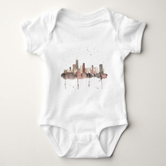 Chicago Skyline Baby Bodysuit (Front)
