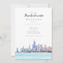 Chicago Skyline Bachelorette Party Invitation