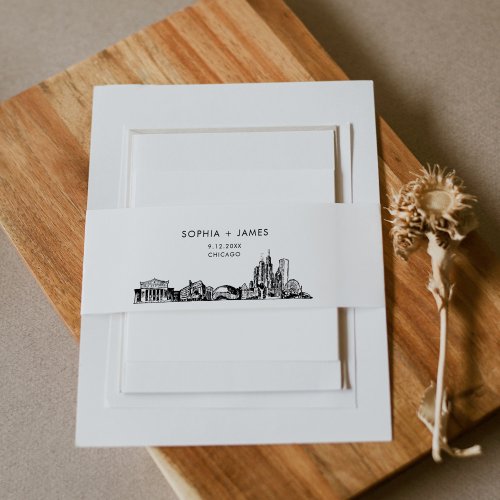 Chicago Skyline Belly Band 2x115 Invitation Belly Band