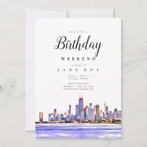 Chicago Skyline Birthday Weekend Invitation