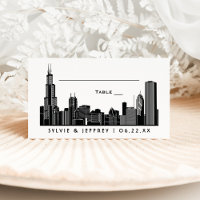Chicago Skyline Black Art Deco Wedding Monogram