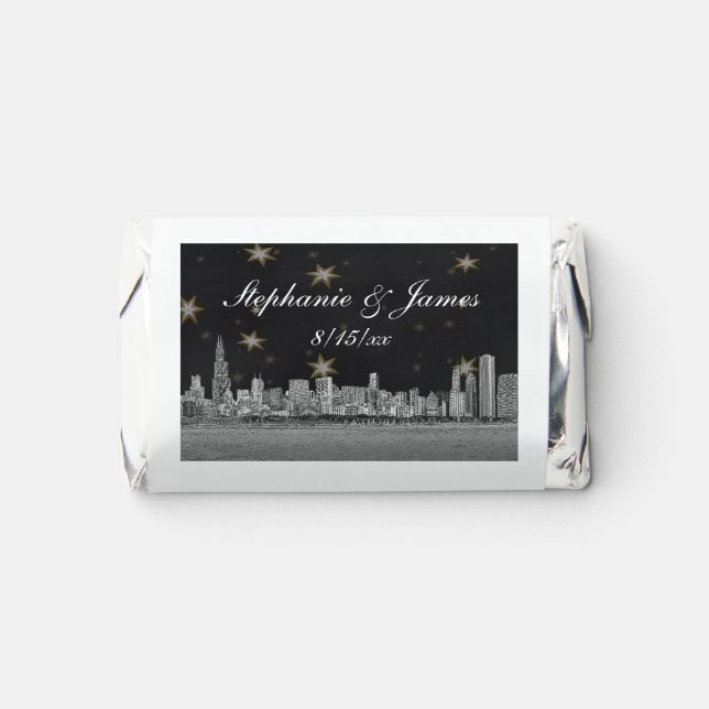 Chicago Skyline Black Gold Star Hershey's Miniatures (Front)