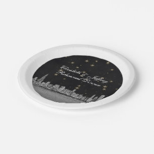 Chicago Skyline Black Gold Star S Paper Plates